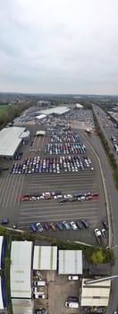Panoramic Birmingham Perry Barr Central City. It is a major city in England, West Midlands Region of United Kingdom. Drone's Camera Footage During Mostly Cloudy Early Morning on November 4th, 2024 photo