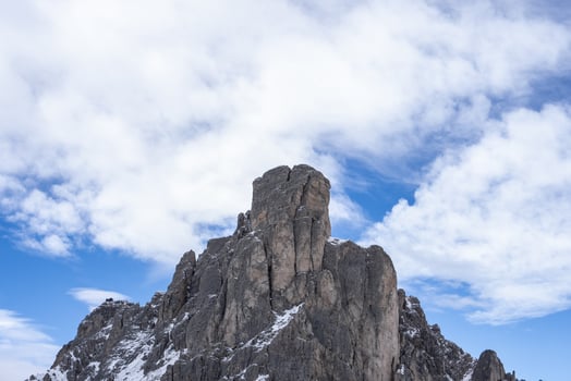 View of Ra Gusela peak in Passo Giau alpine Dolomites, Italy. photo