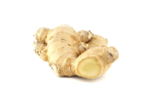 Fresh ginger root isolated on white background photo