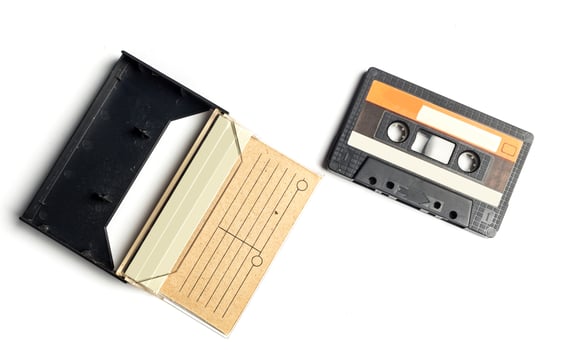 vintage cassette tape isolated white background photo