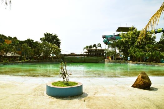 The atmosphere of the wave pool at the water park in Kuningan photo