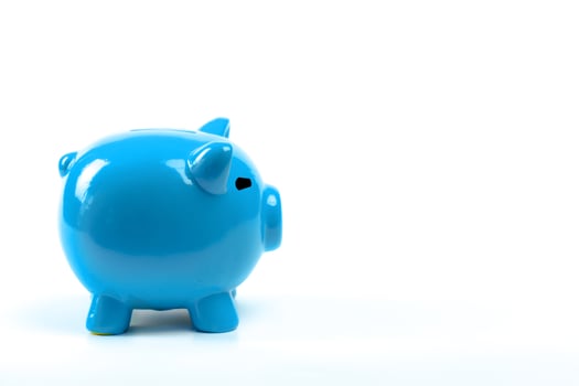 Blue piggy bank or money box photo