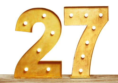 Big plastic numbers with shining light bulbs photo