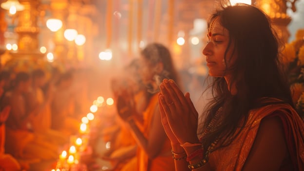 Vesak Festival . spiritual significance, woman prey photo