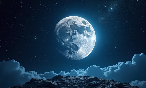 Full moon celestial night sky starry background Milky photo