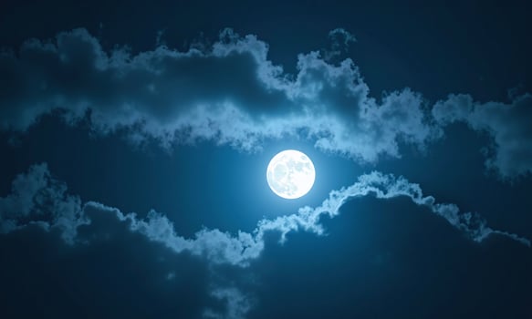 Night sky full moon dramatic clouds moonlight ethereal photo