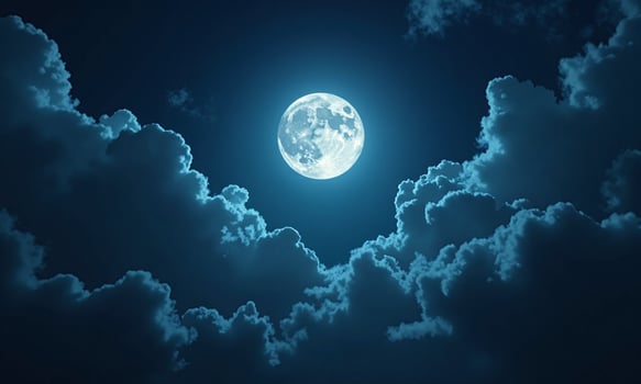 Night sky full moon dramatic clouds moonlight ethereal photo