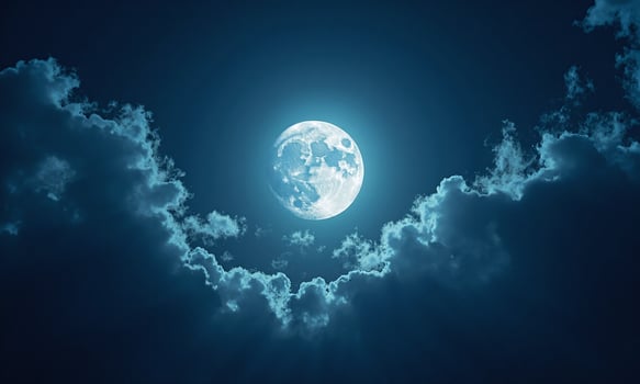 Night sky full moon dramatic clouds moonlight ethereal photo