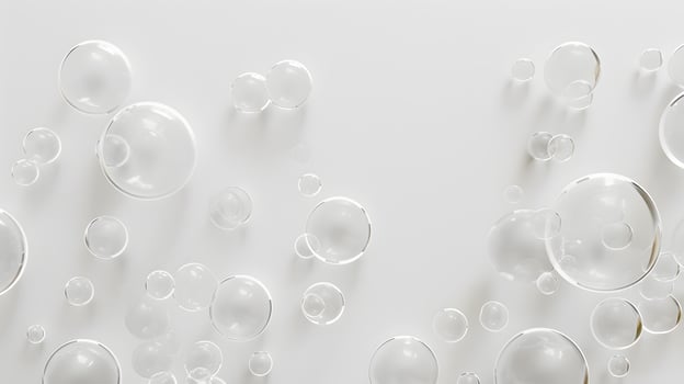 Colorful Transparent Bubbles Floating on White Background photo