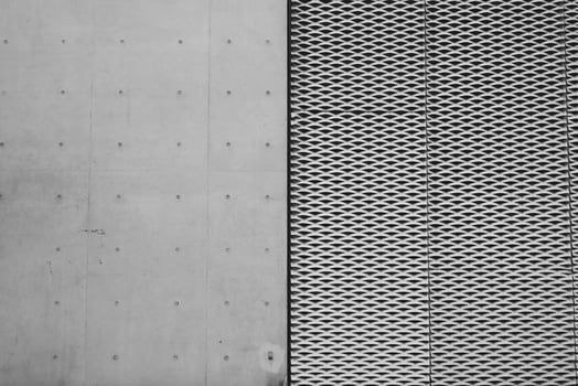 black and white photograph of a metal wall photo