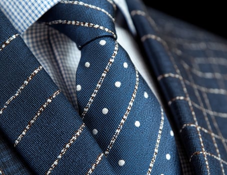 close up of a patterned blue tie photo