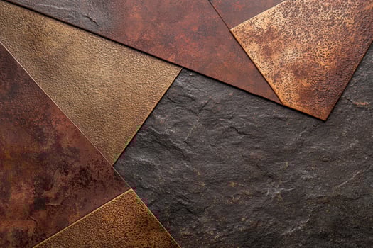 Textured abstract background with rusty metal and slate tiles photo