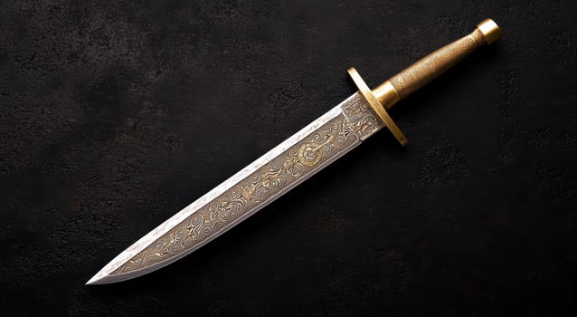 Ornate Damascene Dagger on Dark Background photo