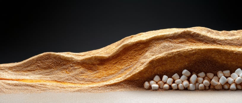 Textured sand dunes with marshmallows photo