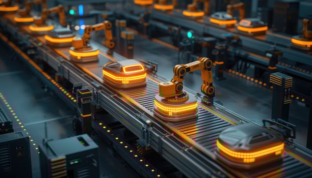 Automated Car Manufacturing Assembly Line with Robotic Arm photo