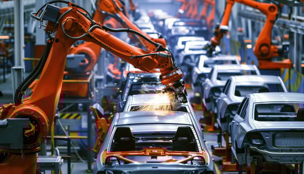 Robotic Arm Welding a Car Body on an Assembly Line photo