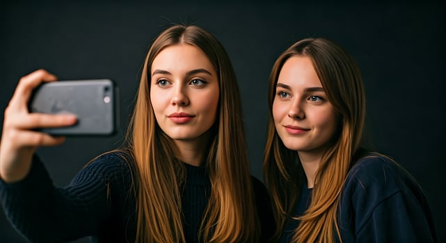 Girls taking selfies photo