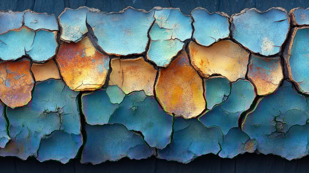 A wall with blue paint and orange paint on it photo