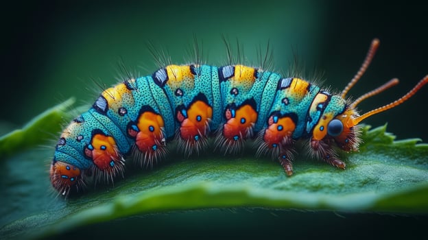 A colorful cater cater on a leaf photo