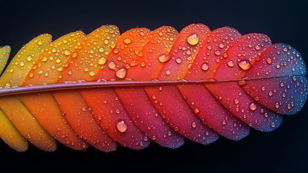 Raindrops on a colorful leaf photo