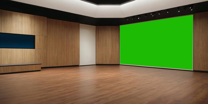 TV studio. News studio green screen photo