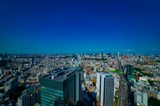 A panoramic cityscape at Roppongi area in Tokyo high angle photo