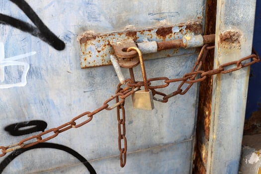 Strong iron steel chain close up. photo