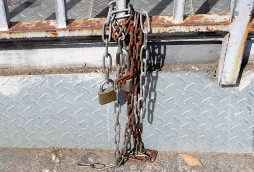 Strong iron steel chain close up. photo
