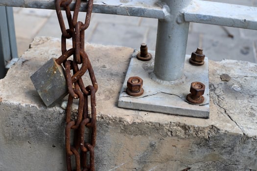 Strong iron steel chain close up. photo
