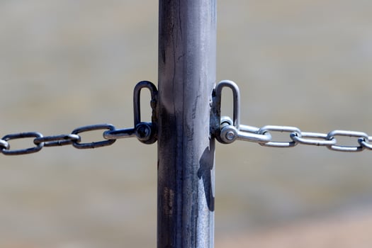 Strong iron steel chain close up. photo