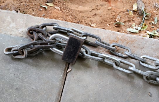 Strong iron steel chain close up. photo
