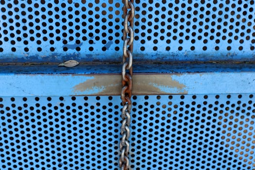 Strong iron steel chain close up. photo