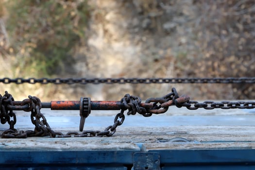 Strong iron steel chain close up. photo