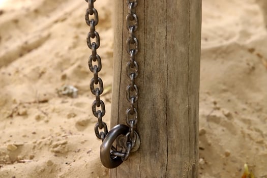 Strong iron steel chain close up. photo