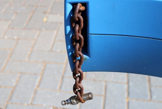 Strong iron steel chain close up. photo