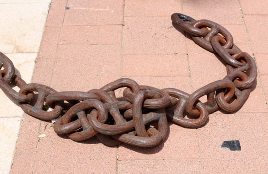 Strong iron steel chain close up. photo