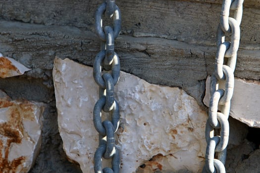 Strong iron steel chain close up. photo