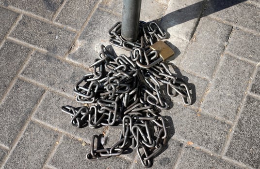 Strong iron steel chain close up. photo