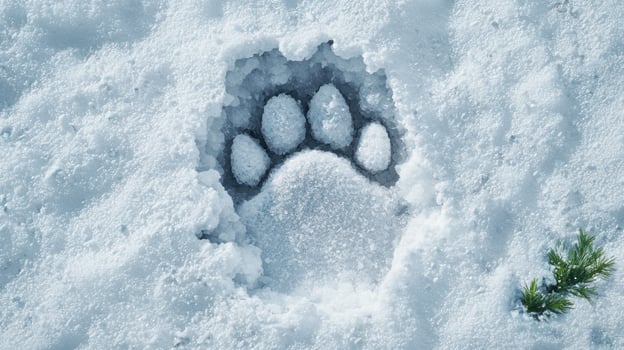 Paw print in the snow photo