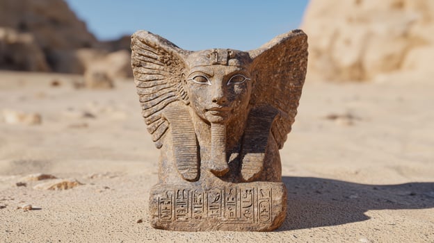 ancient egyptian sphinx statue in desert landscape photo
