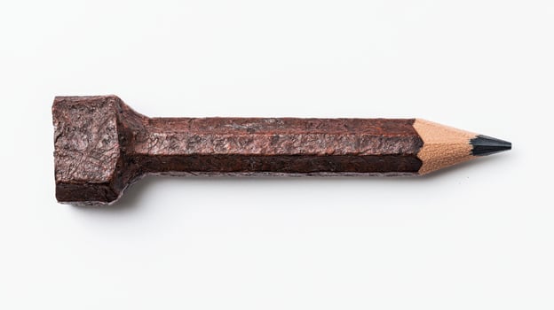 Rustic pencil made from wood and metal photo