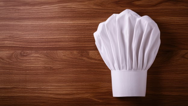 chefs hat on wooden background photo