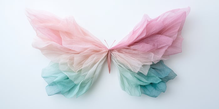 Delicate butterfly made of pastel colored tissue paper photo