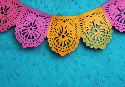 Colorful paper cutout decorations photo