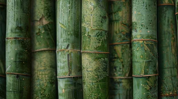 A stunning closeup of vibrant green bamboo stalks vividly showcasing the unmatched beauty and strength of nature photo