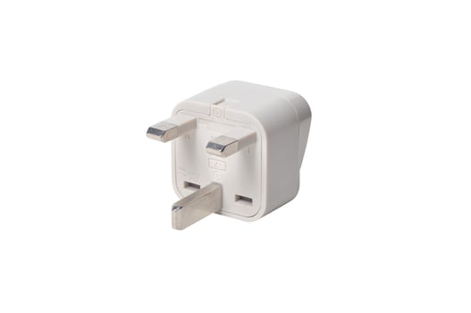 Close-up electrical adapter on white background photo