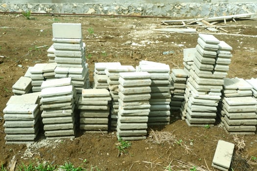 pile of bricks for industrial building materials photo