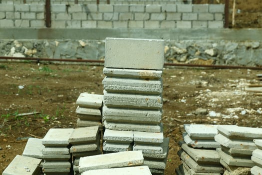 pile of bricks for industrial building materials photo