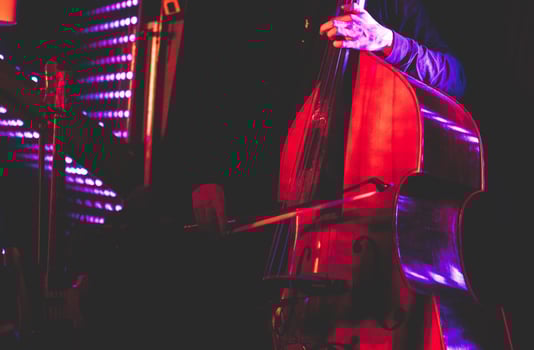 Musician playing instrument hands cello red colours photo