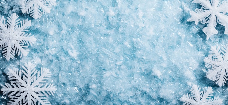 Icy winter wonderland with snowflake borders photo